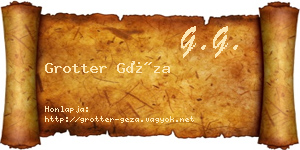 Grotter Géza névjegykártya